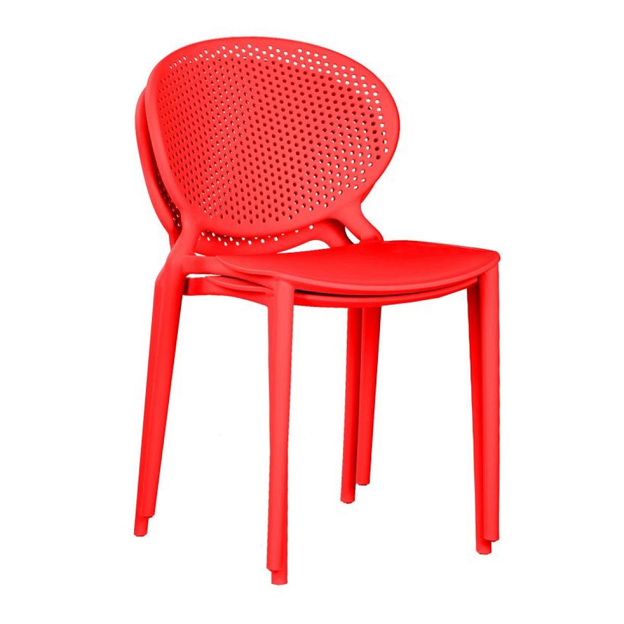 Voir la diapositive 3 : HomeStyle4U Chaise de jardin moderne lot 4 chaises rouge