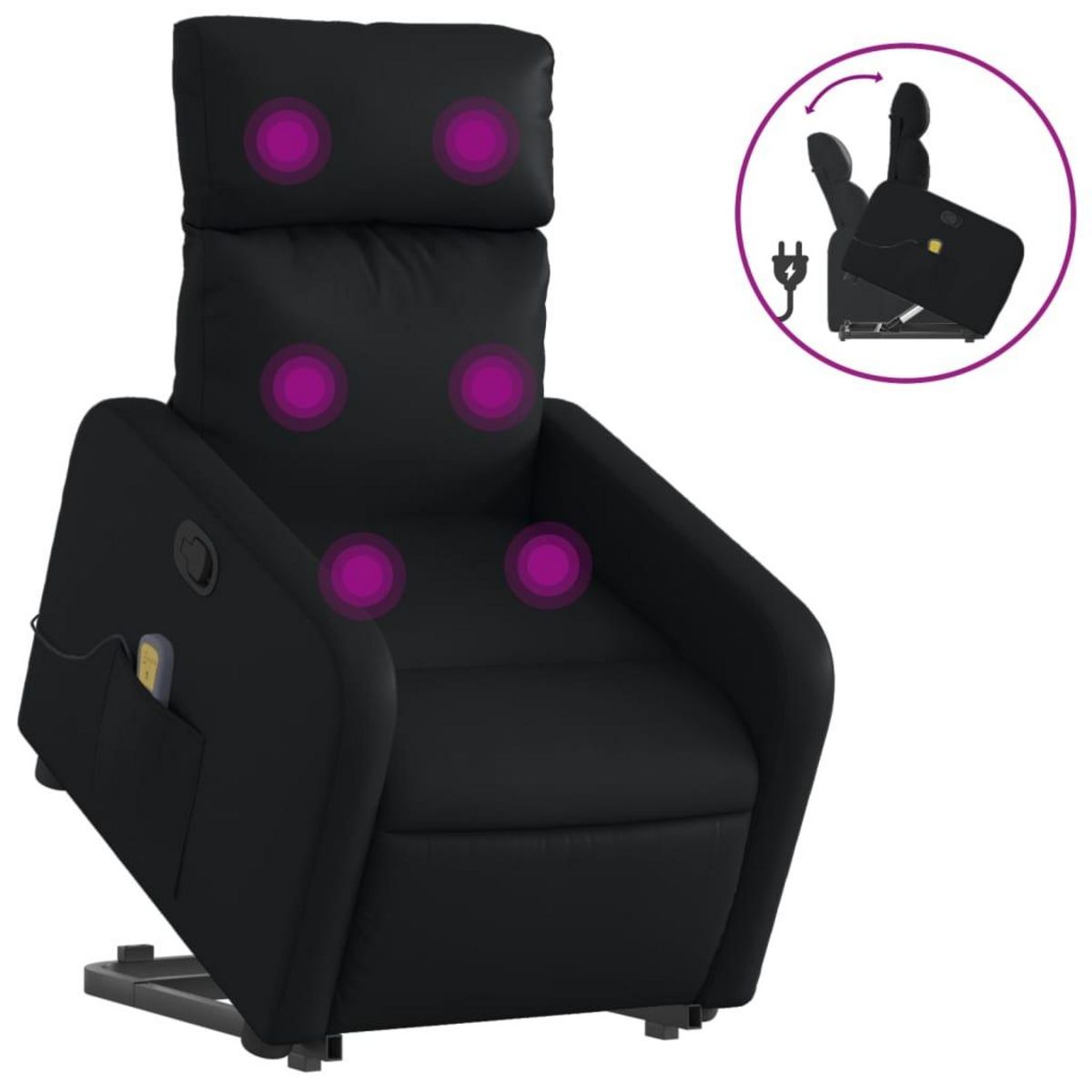 VIDAXL Fauteuil inclinable de massage Noir Similicuir