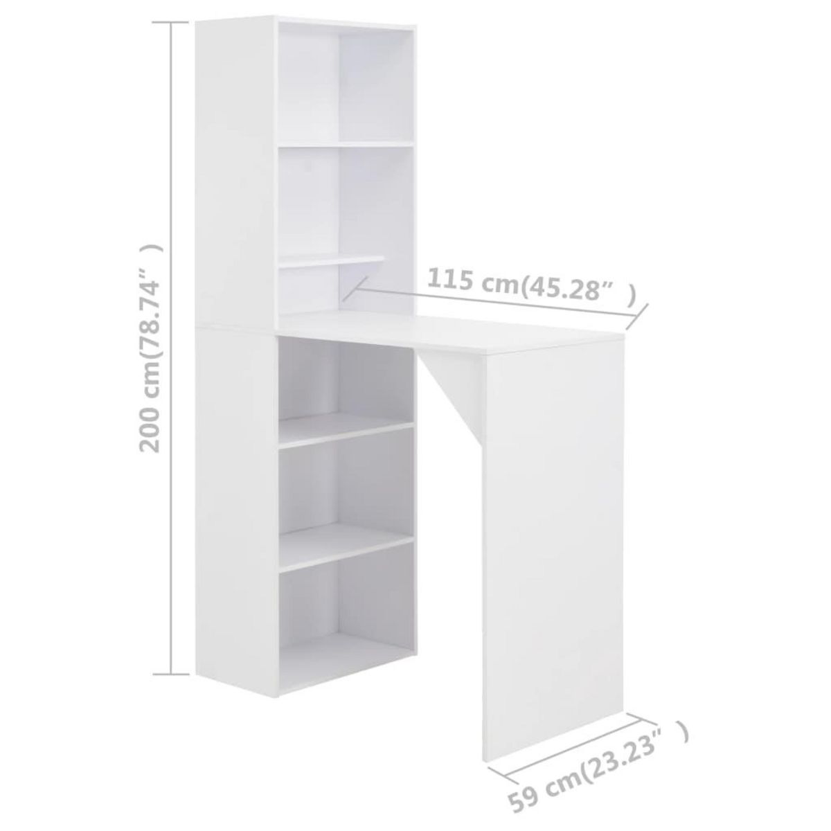 VIDAXL Table de bar avec armoire Blanc 115x59x200 cm