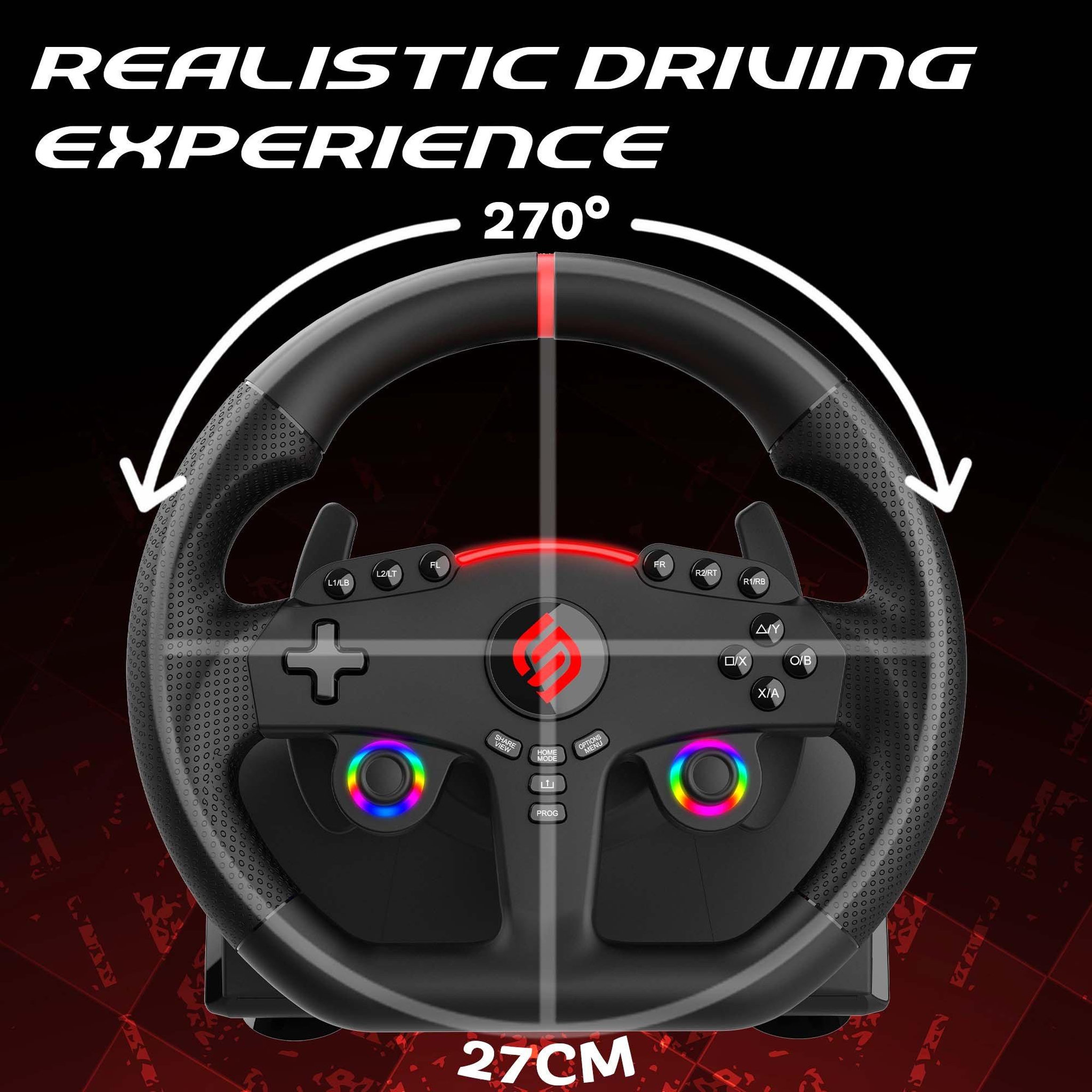 Voir la diapositive 3 : Subsonic Subsonic Volant Superdrive 270 GT - Volant de Course LED double sticks, rotation 270 , avec pédales et palettes au volant. Pour Switch 2 / Switch, PS4, PC et Xbox - Noir