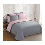 VISION VISION - Bicolore - Housse de couette Réversible 240x220cm avec 2 taies 65x65cm - Gris/rose - 100% coton