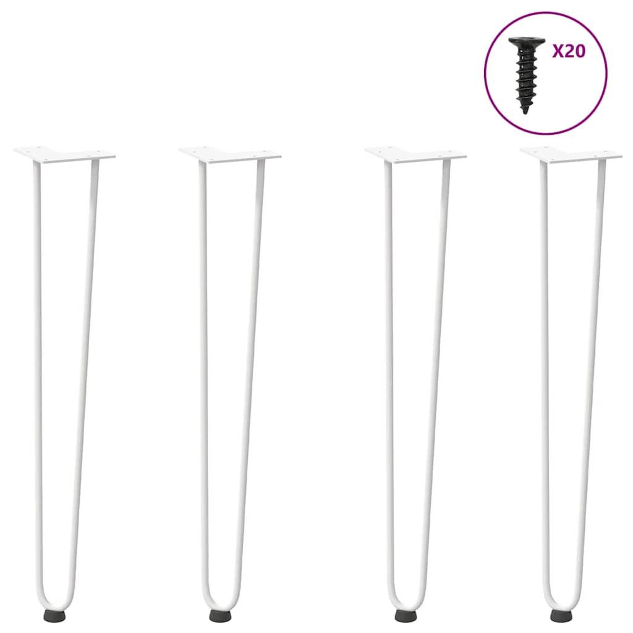 VIDAXL Pieds de table en forme d'epingle a cheveux 4 pcs blanc 72 cm