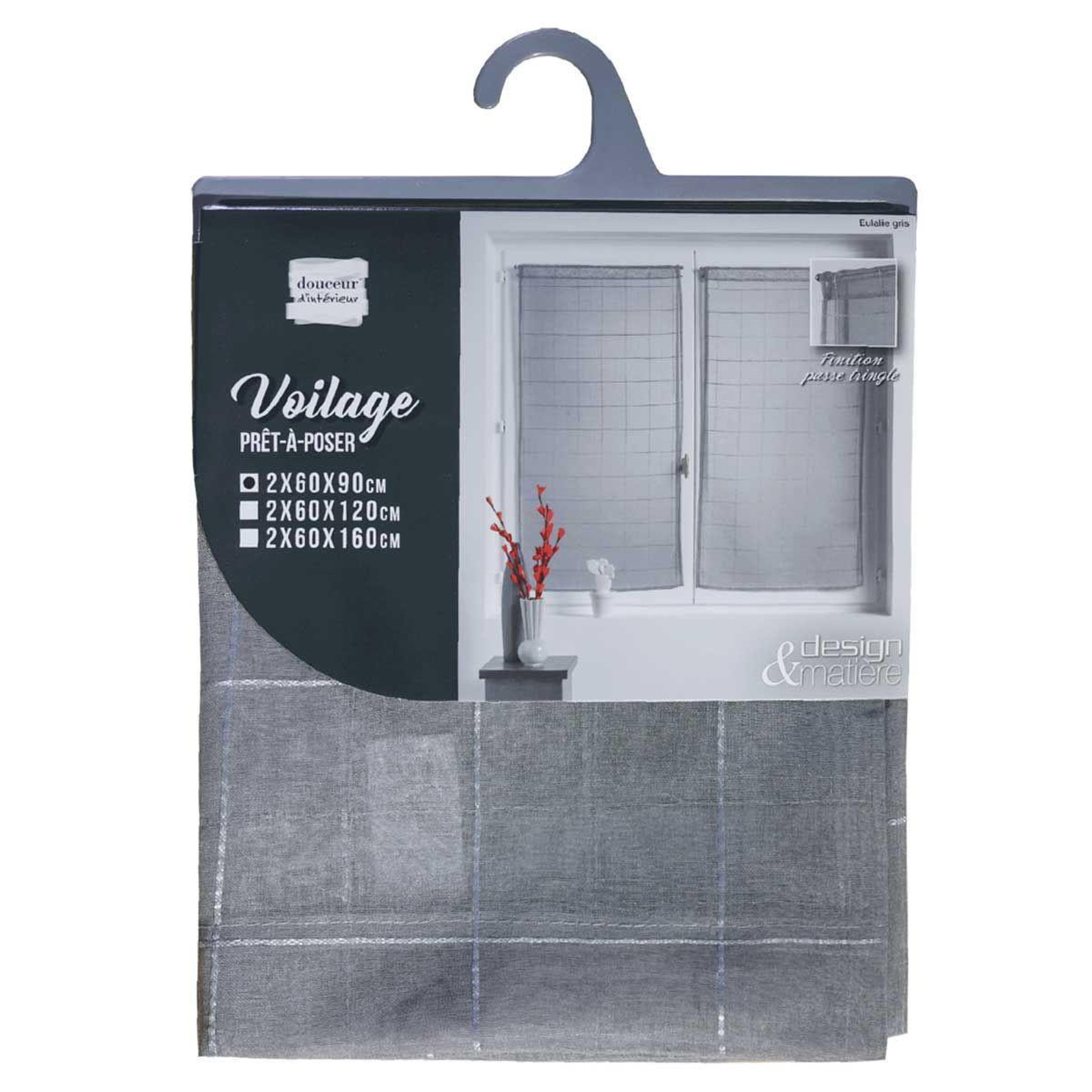 Voir la diapositive 4 : Douceur d'Intérieur Paire de voilages  eulalie  60x90cm gris