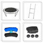 Voir la diapositive 4 : PLAY4FUN Trampoline extérieur Classique 8Ft ø244cm avec coussin de protection réversible Bleu/Noir, Echelle et Filet de sécurité