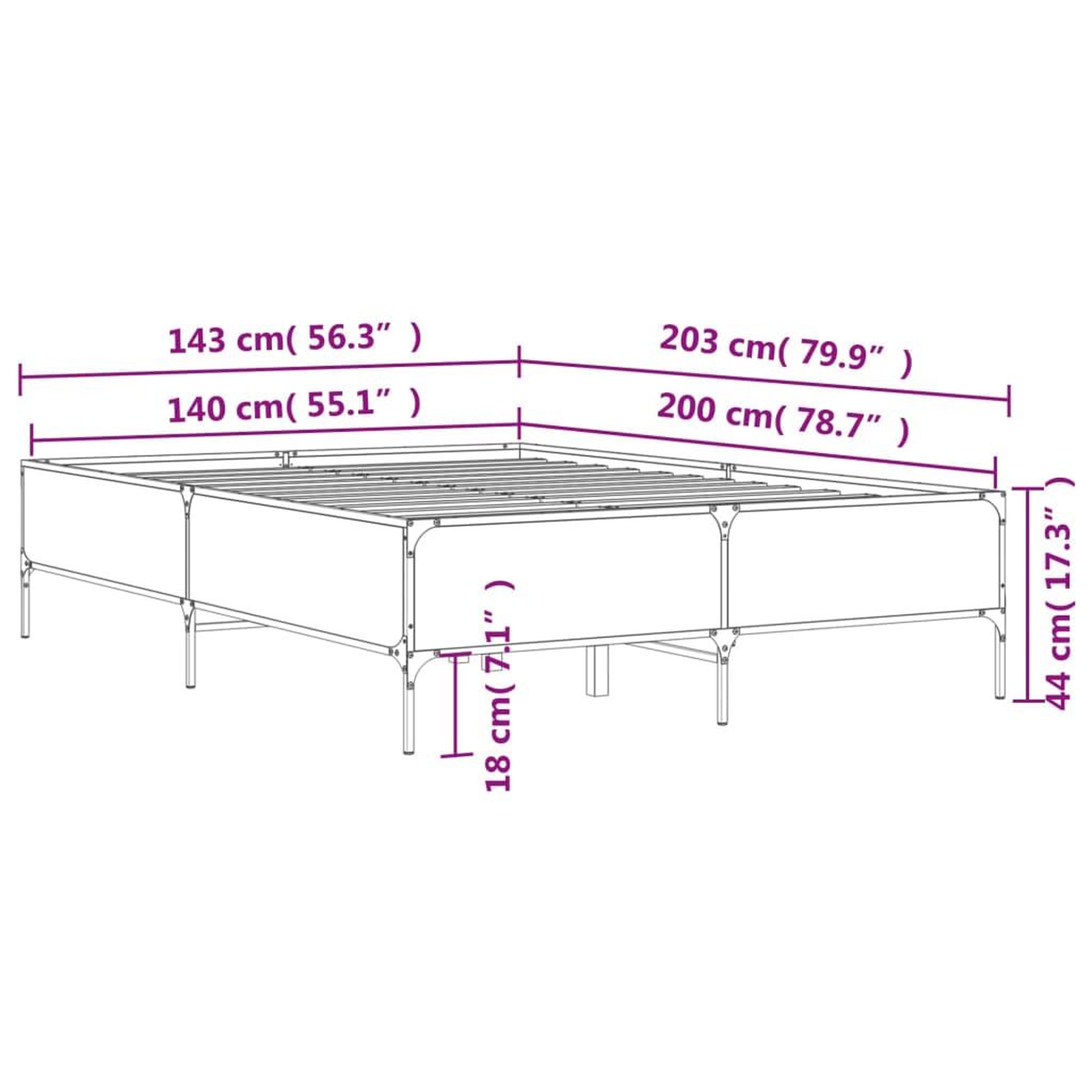 Voir la diapositive 6 : VIDAXL Cadre de lit sans matelas noir 140x200 cm