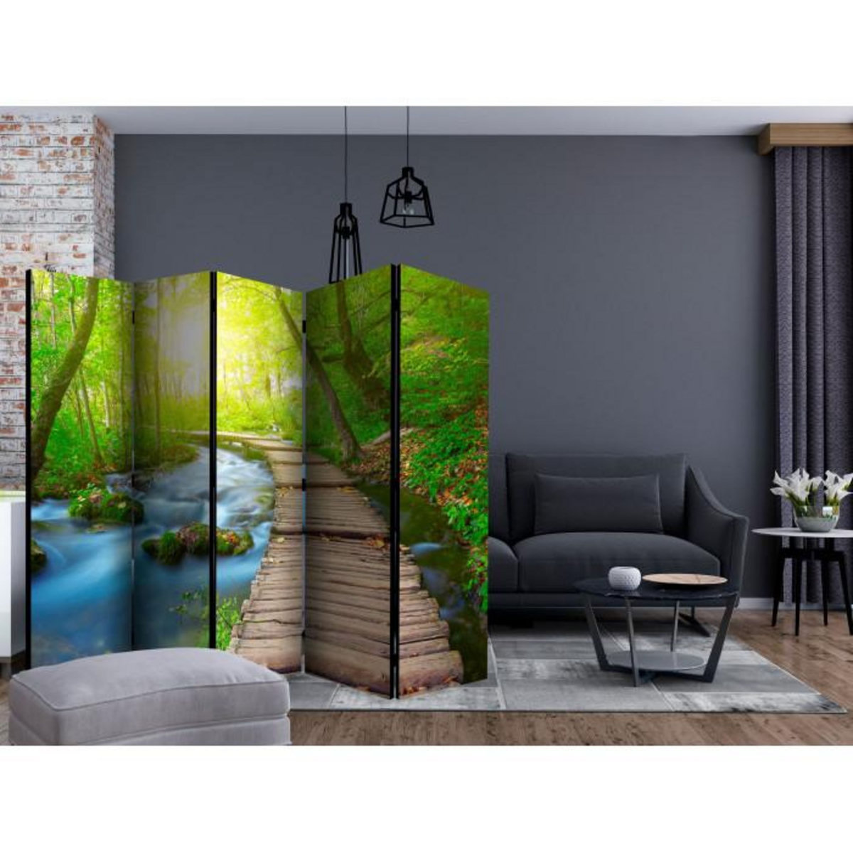Paris Prix Paravent 5 Volets  Green Forest  172x225cm