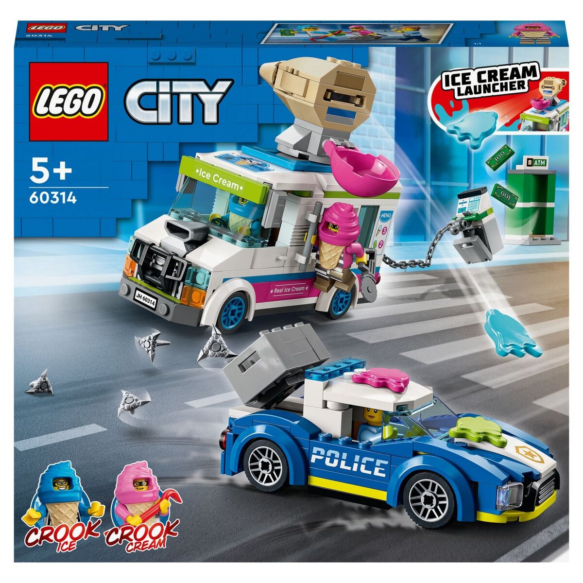 LEGO City 60314 - La Course-Poursuite du Camion de Glaces, Jouet Voiture Enfants dès 5 Ans