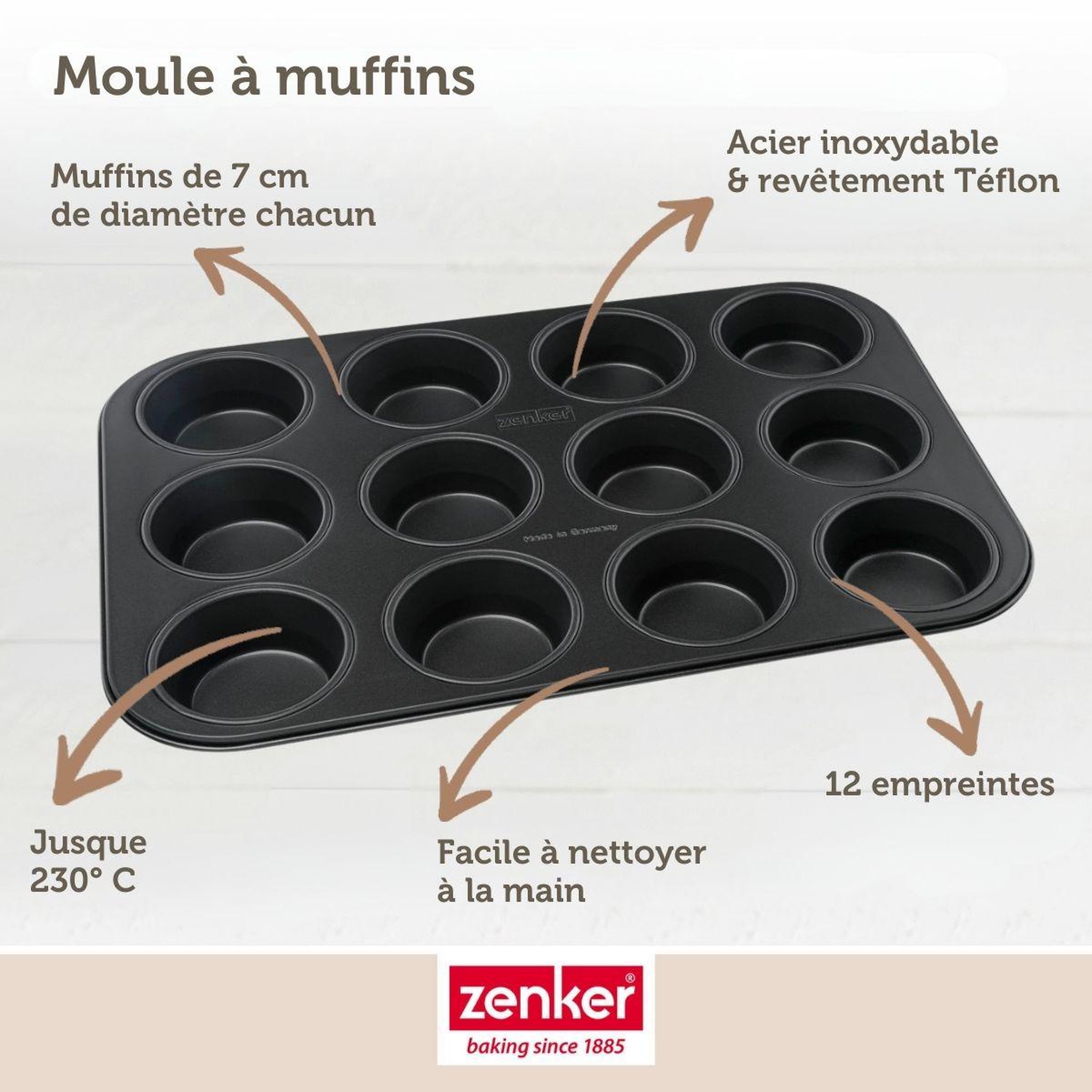Voir la diapositive 4 : ZENKER Moule à muffins 12 empreintes 38 x 26 cm zenker black metallic