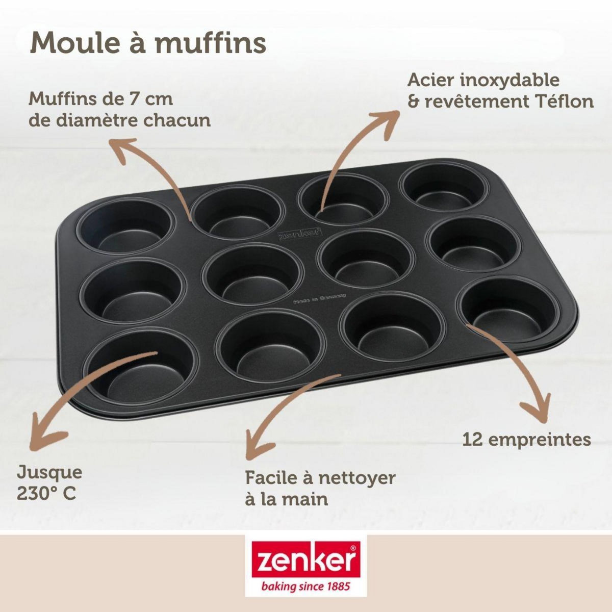 ZENKER Moule à muffins 12 empreintes 38 x 26 cm Zenker Black Metallic
