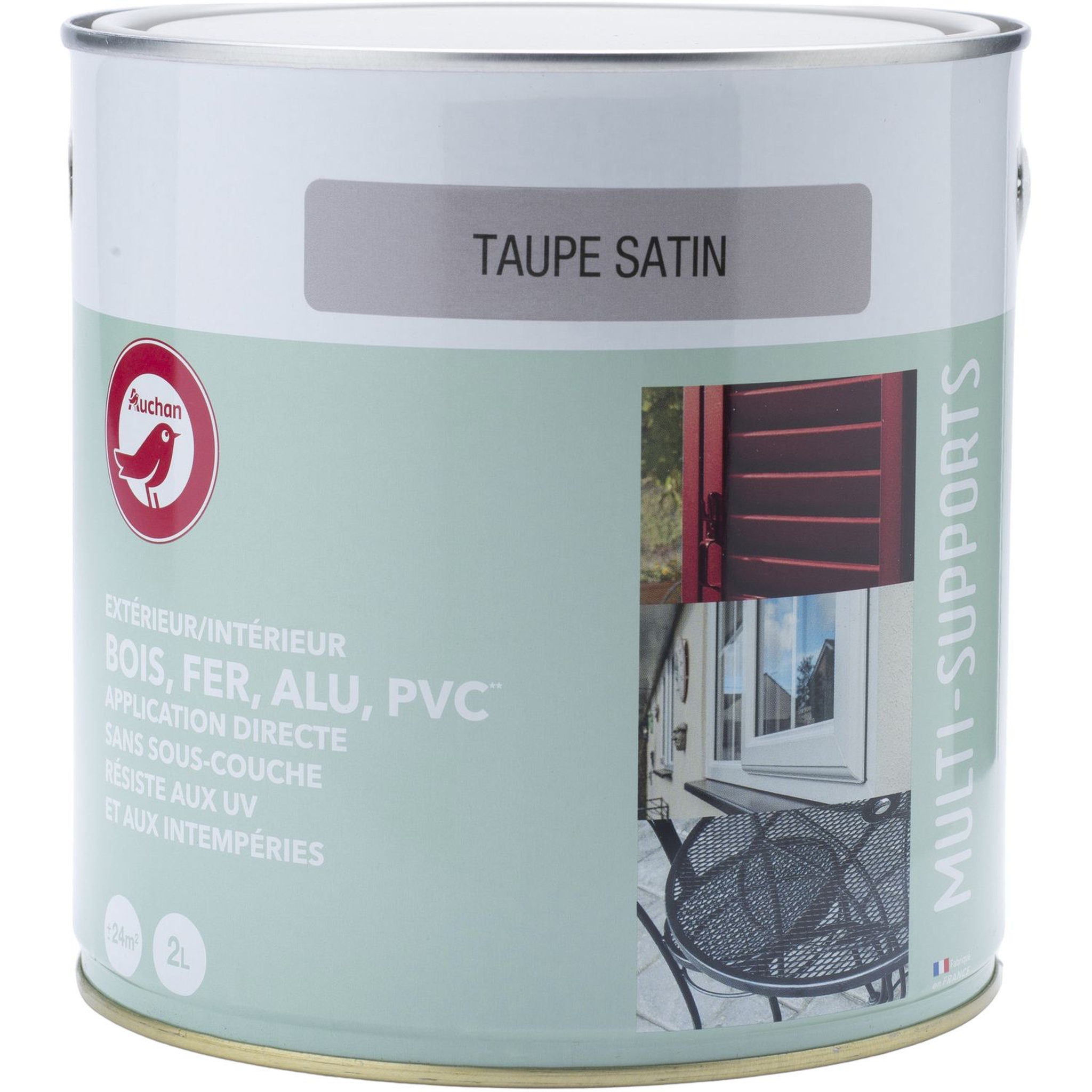 AUCHAN Peinture multi support extérieur 2L satin taupe 