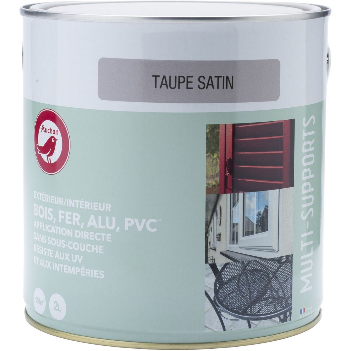 AUCHAN Peinture multi support extérieur 2L satin taupe 