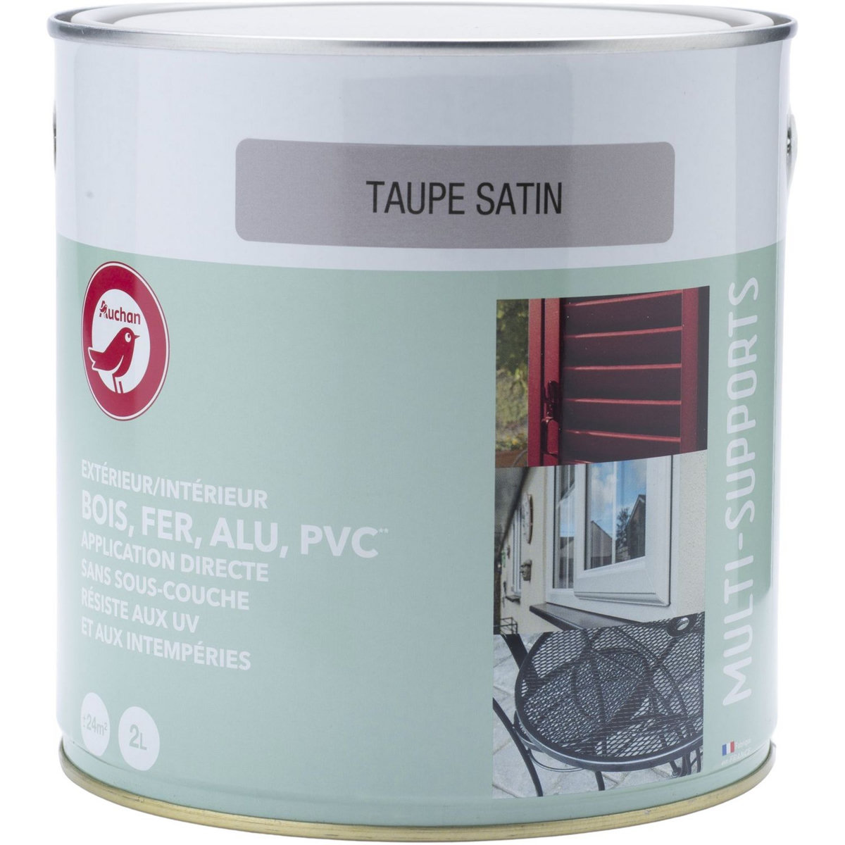 AUCHAN Peinture multi support extérieur 2L satin taupe 