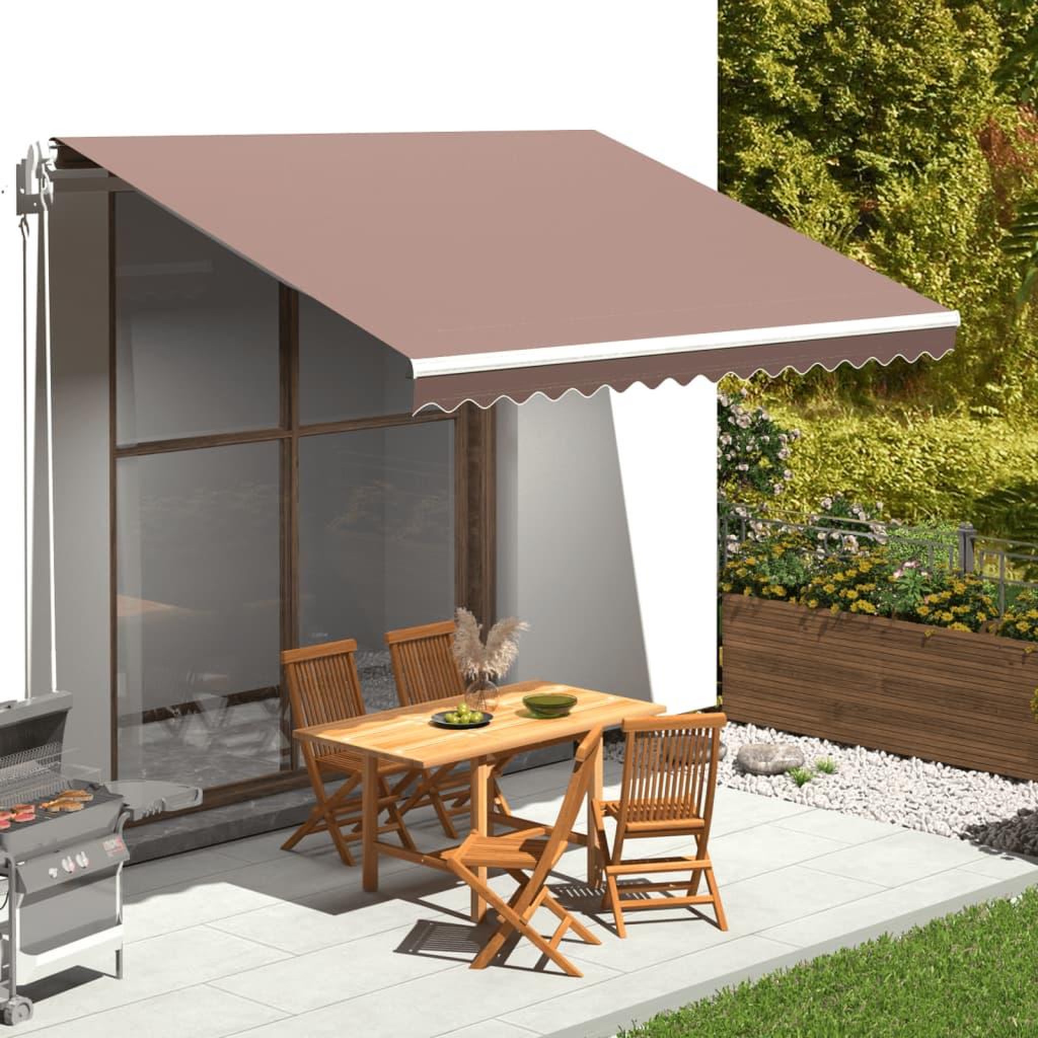 Voir la diapositive 1 : VIDAXL Tissu de remplacement pour auvent Marron 4x3,5 m