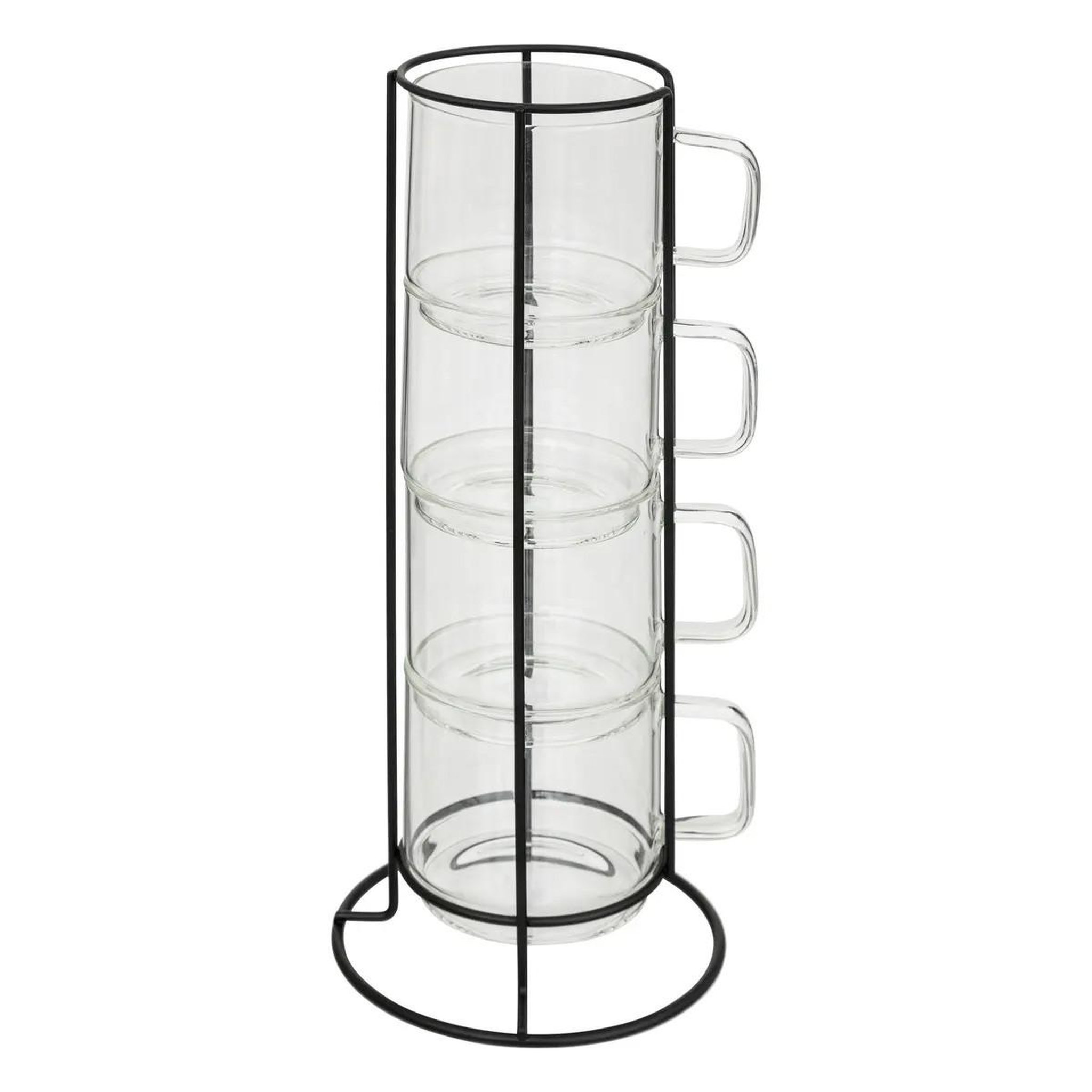 SECRET DE GOURMET Lot de 4 mugs sur rack  mia  30cl transparent