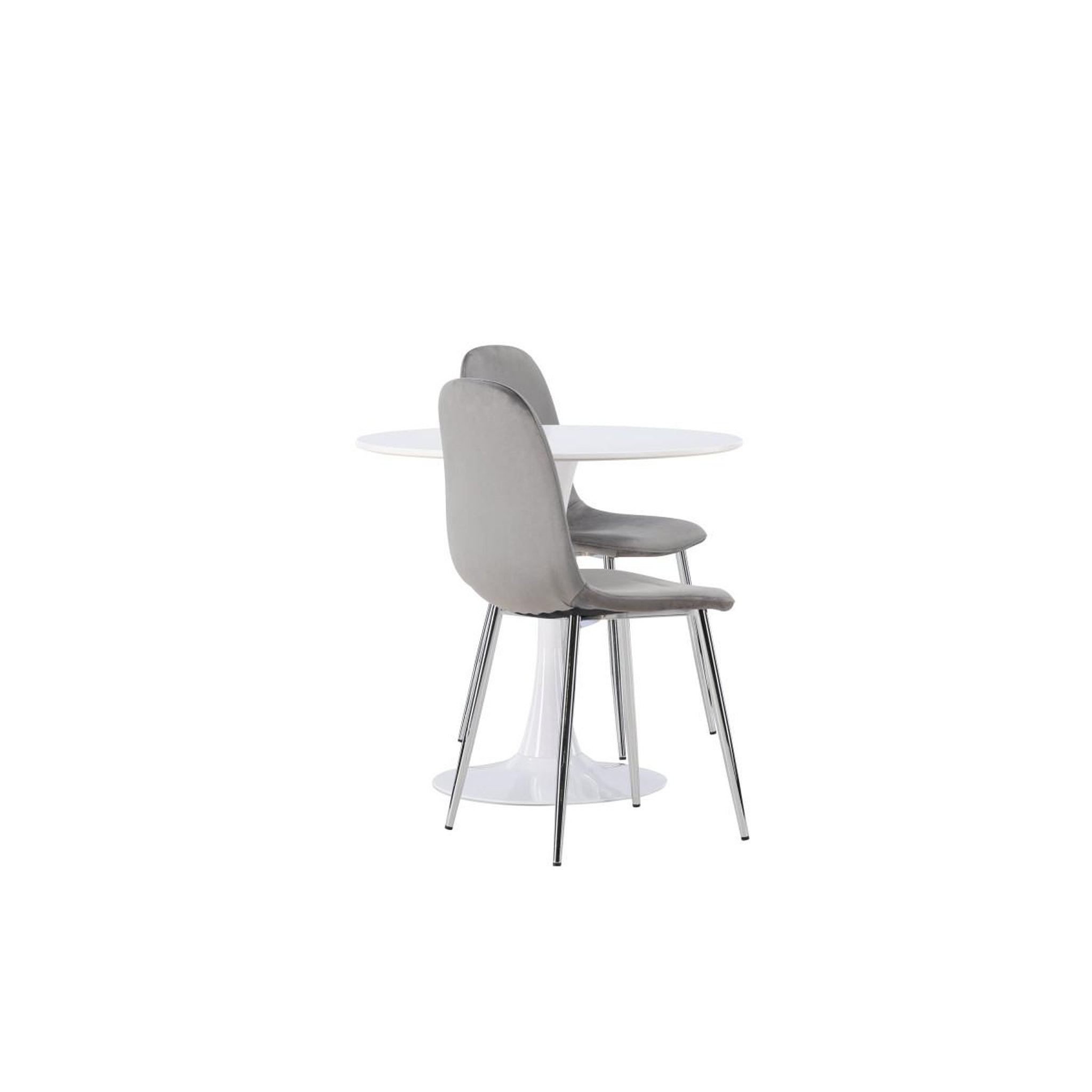Voir la diapositive 2 : Paris Prix Ensemble table à manger & 2 chaises  hamden & eva  80cm blanc & gris clair