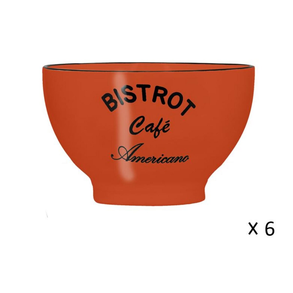 Lot de 6 bols 13 cm en grès BISTROT Orange