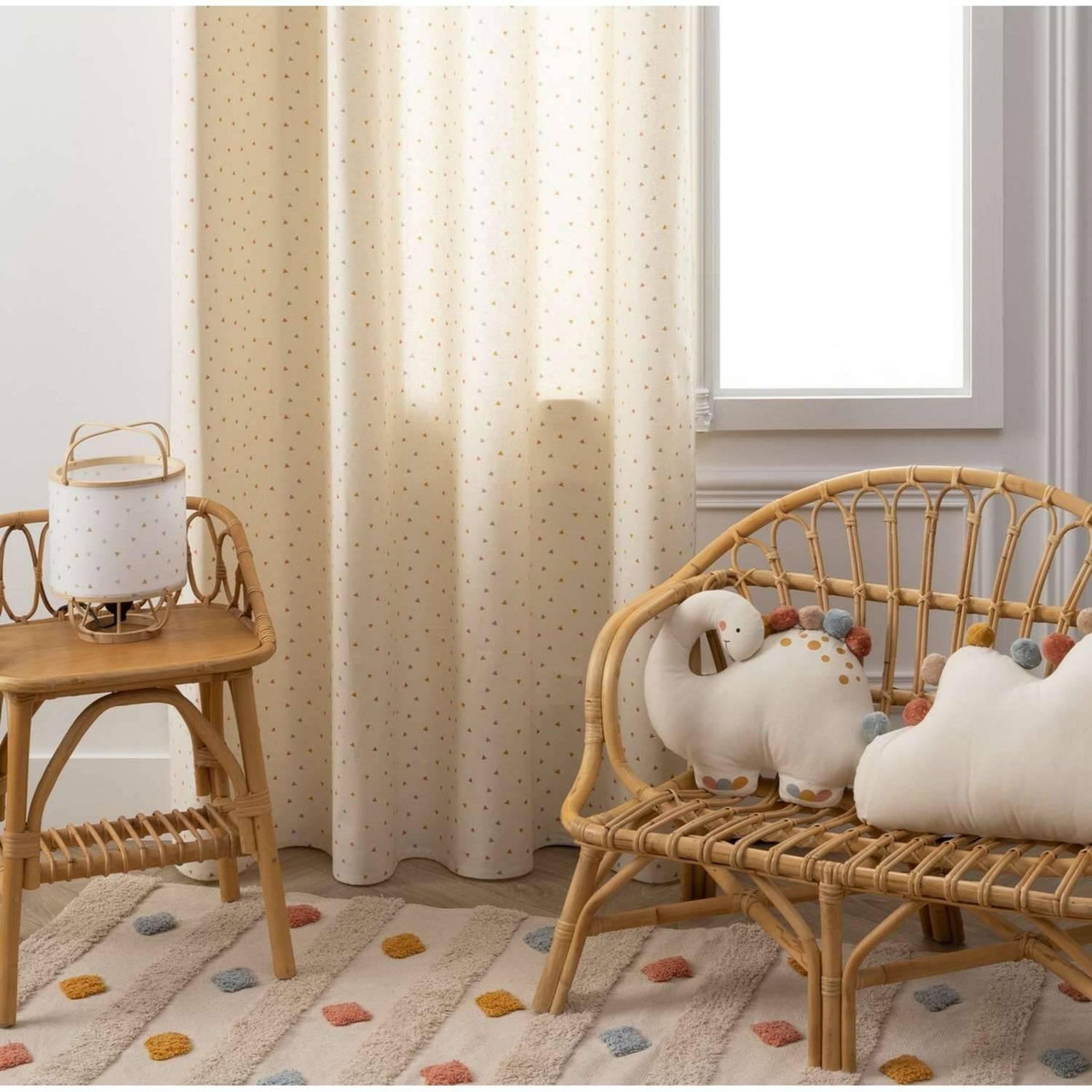 Atmosphera Kids Tapis enfant rectangle à pompons multicolores - 120 x 170 cm