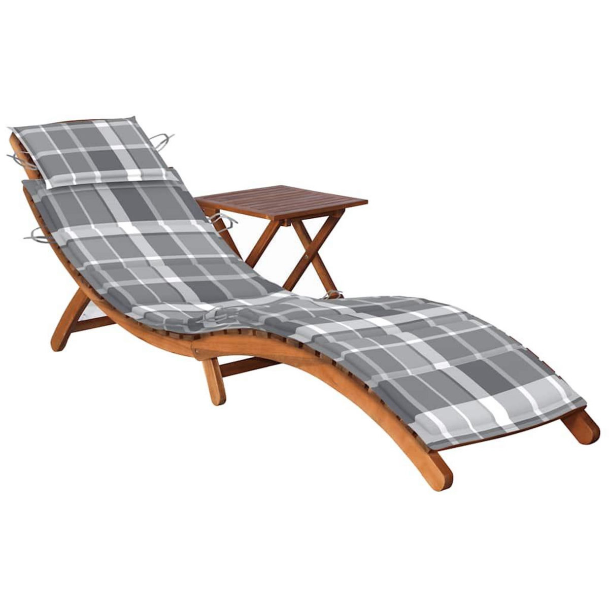 VIDAXL Chaise longue de jardin avec table et coussin Bois d'acacia