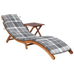 VIDAXL Chaise longue de jardin avec table et coussin Bois d'acacia