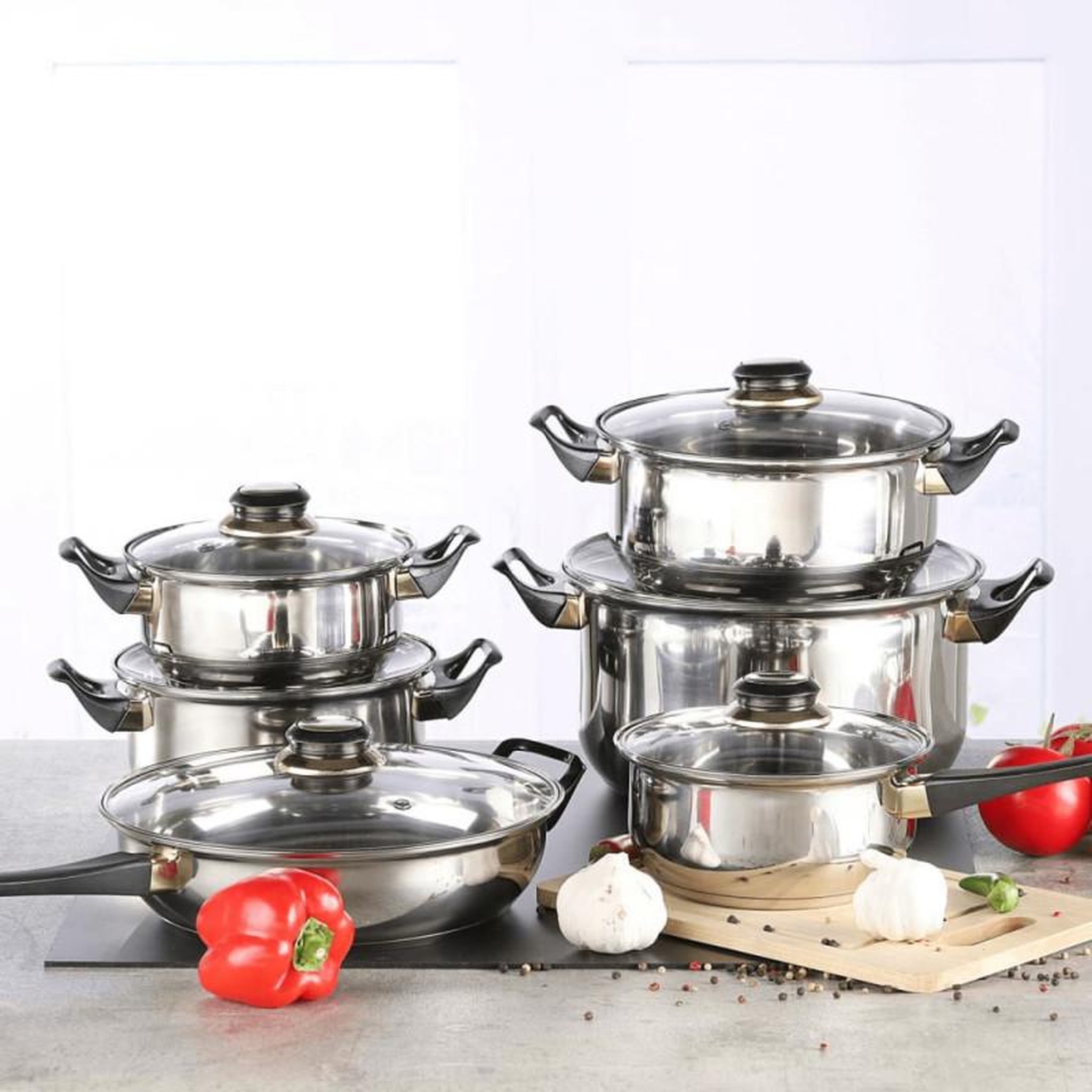Voir la diapositive 5 : HI HI Ensemble d ustensiles de cuisine 12 pcs Acier inoxydable