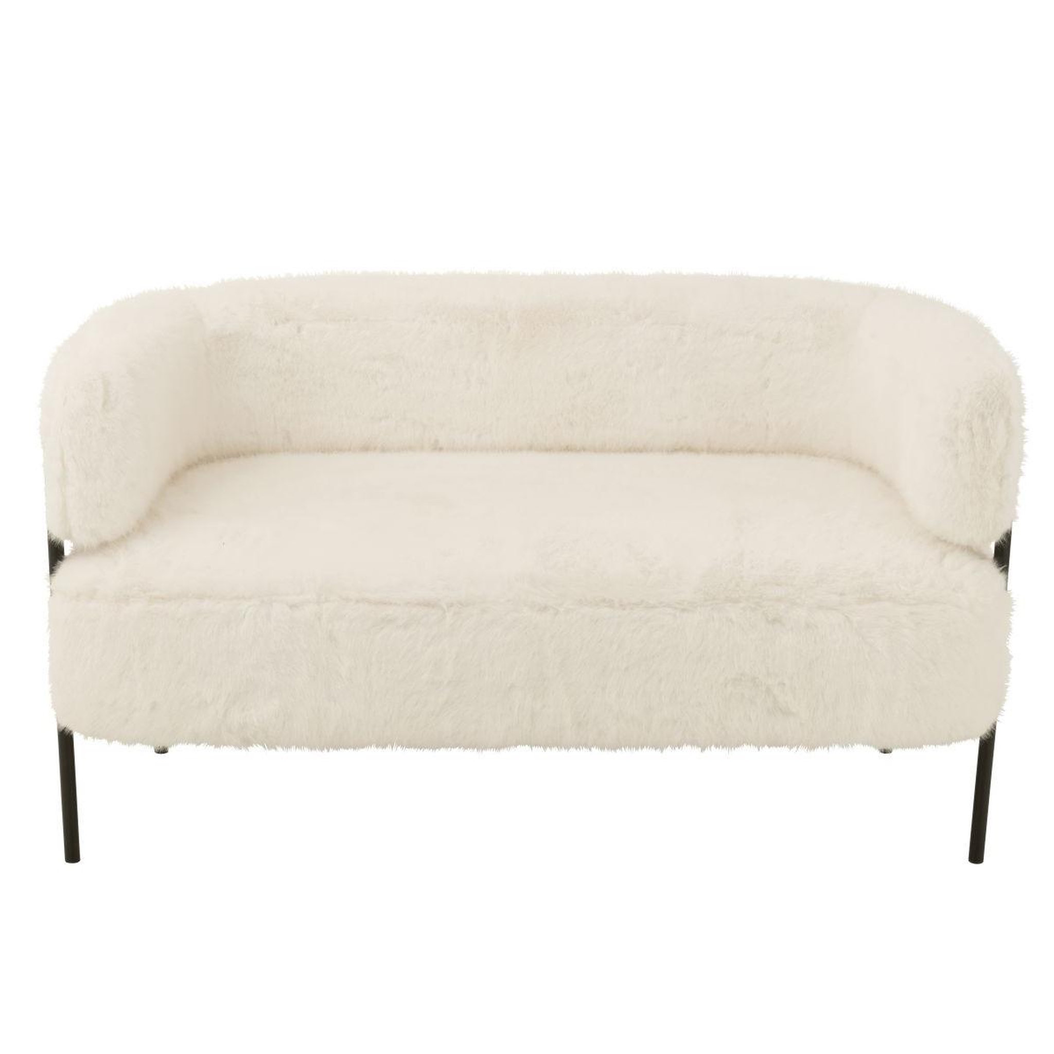 Voir la diapositive 2 : J-LINE Canapé 2 places imitation fourrure  bun  133cm blanc