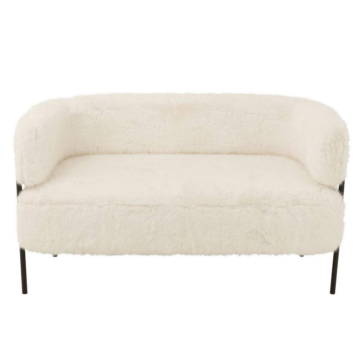 Paris Prix Canapé 2 Places Imitation Fourrure  Bun  133cm Blanc