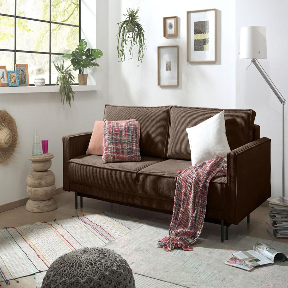 LISA DESIGN Charlie - canapé 3 places convertible avec coffre - en velours côtelé