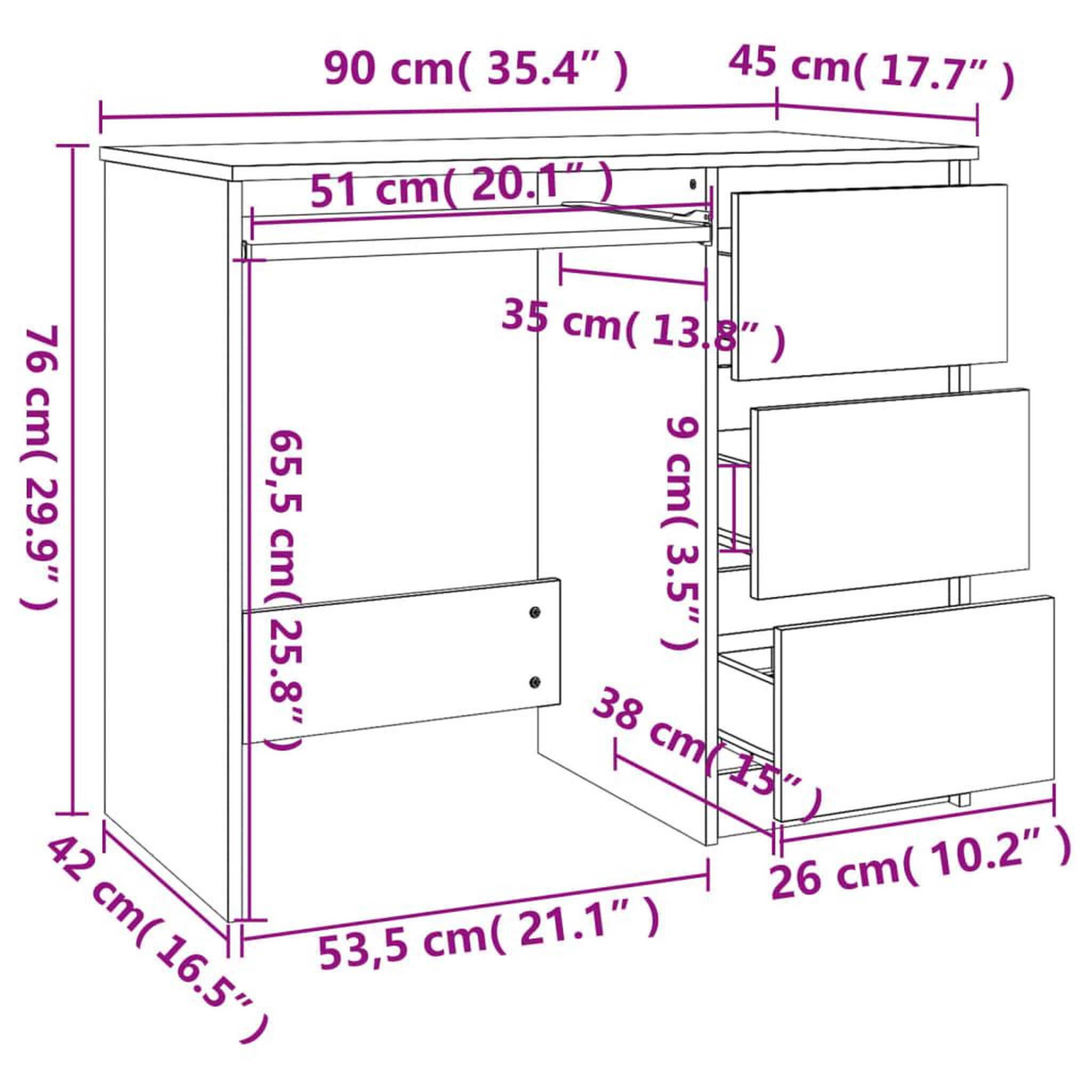 Voir la diapositive 6 : VIDAXL Bureau Gris beton 90x45x76 cm Bois d'ingenierie