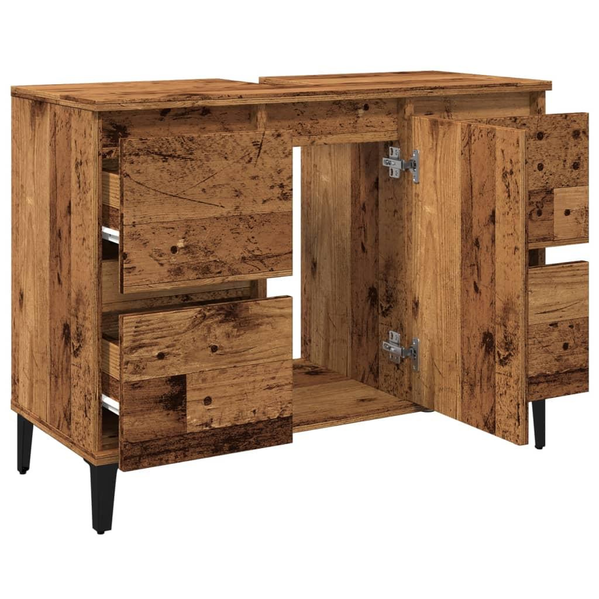Voir la diapositive 5 : VIDAXL Armoire d'evier vieux bois 80x33x60 cm bois d'ingenierie