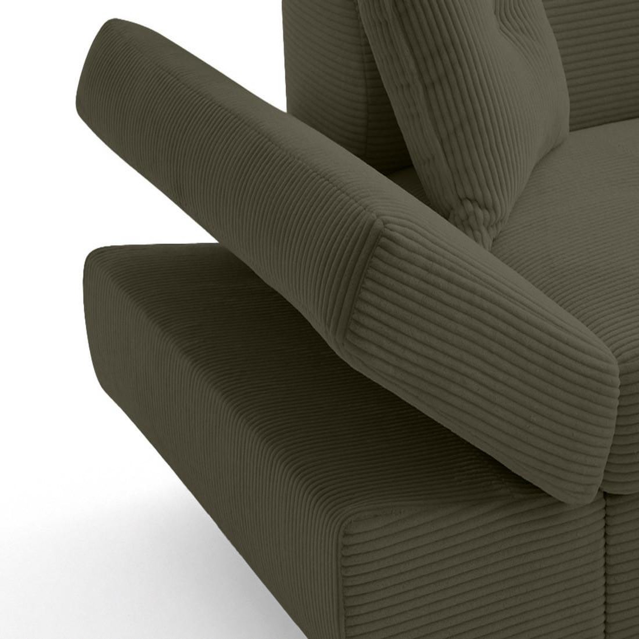 Voir la diapositive 4 : BEST MOBILIER Lisbona - canapé d'angle droit 5 places convertible avec têtières en velours côtelé