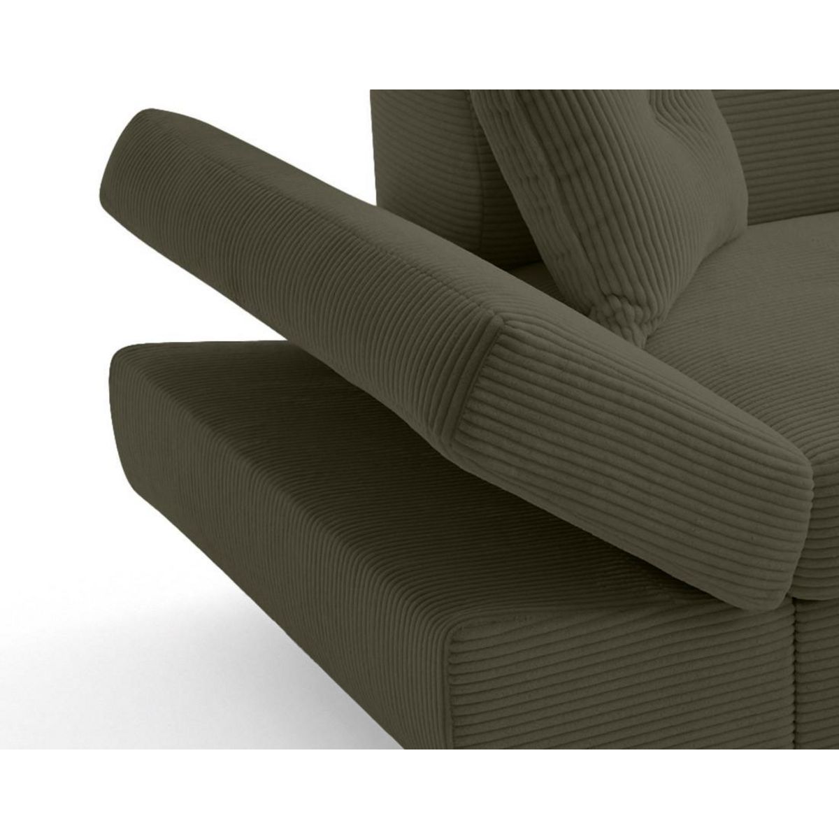 BEST MOBILIER Lisbona - canapé d'angle droit 5 places convertible avec têtières en velours côtelé