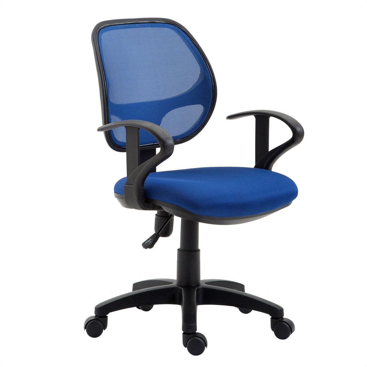 IDIMEX Chaise de bureau COOL fauteuil pivotant ergonomique avec accoudoirs, chaise  dactylo à roulettes réglable en hauteur, mesh bleu pas cher 