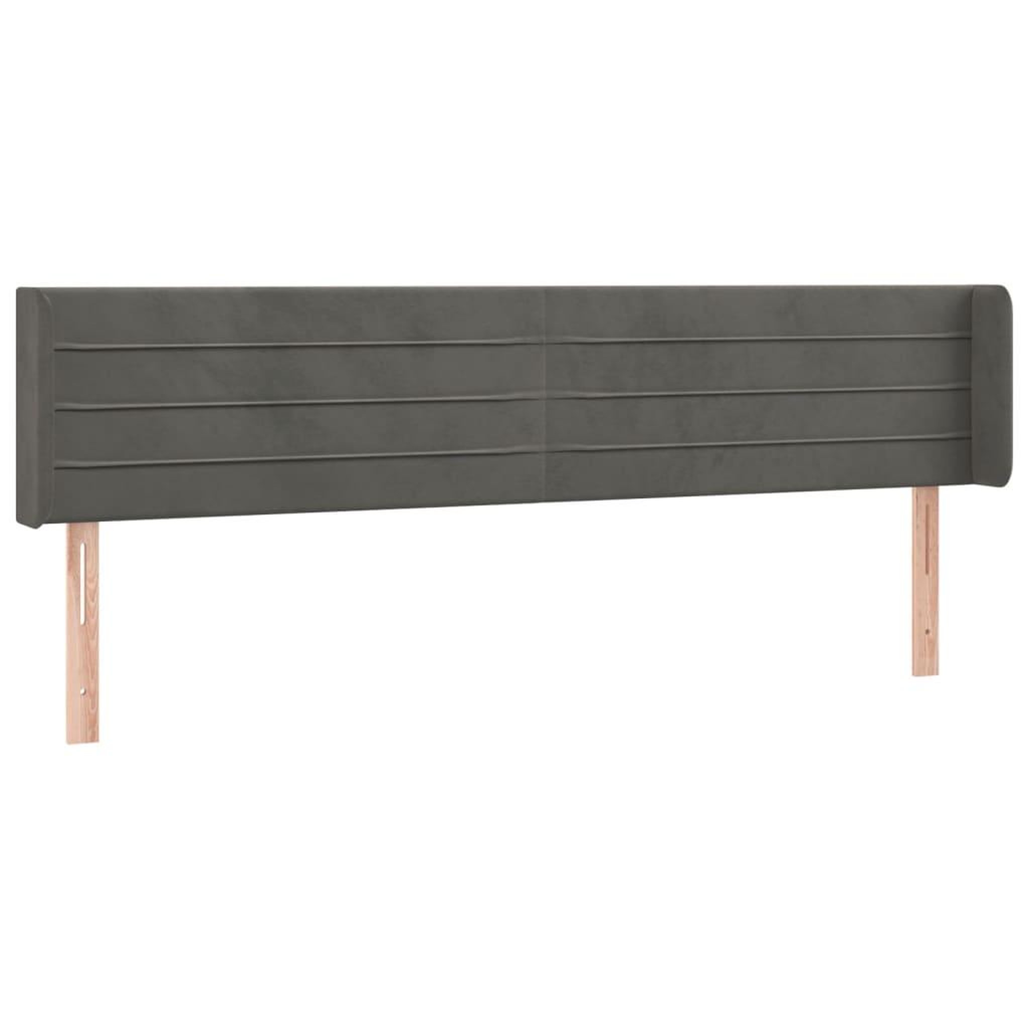 Voir la diapositive 2 : VIDAXL Tete de lit avec oreilles Gris fonce 163x16x78/88 cm Velours
