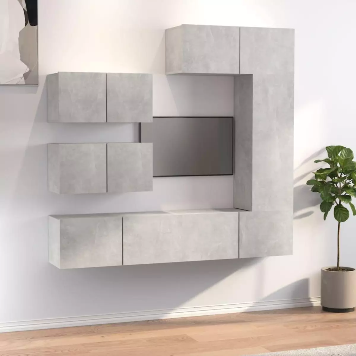 VIDAXL Ensemble de meubles TV 6 pcs Gris beton Bois d'ingenierie