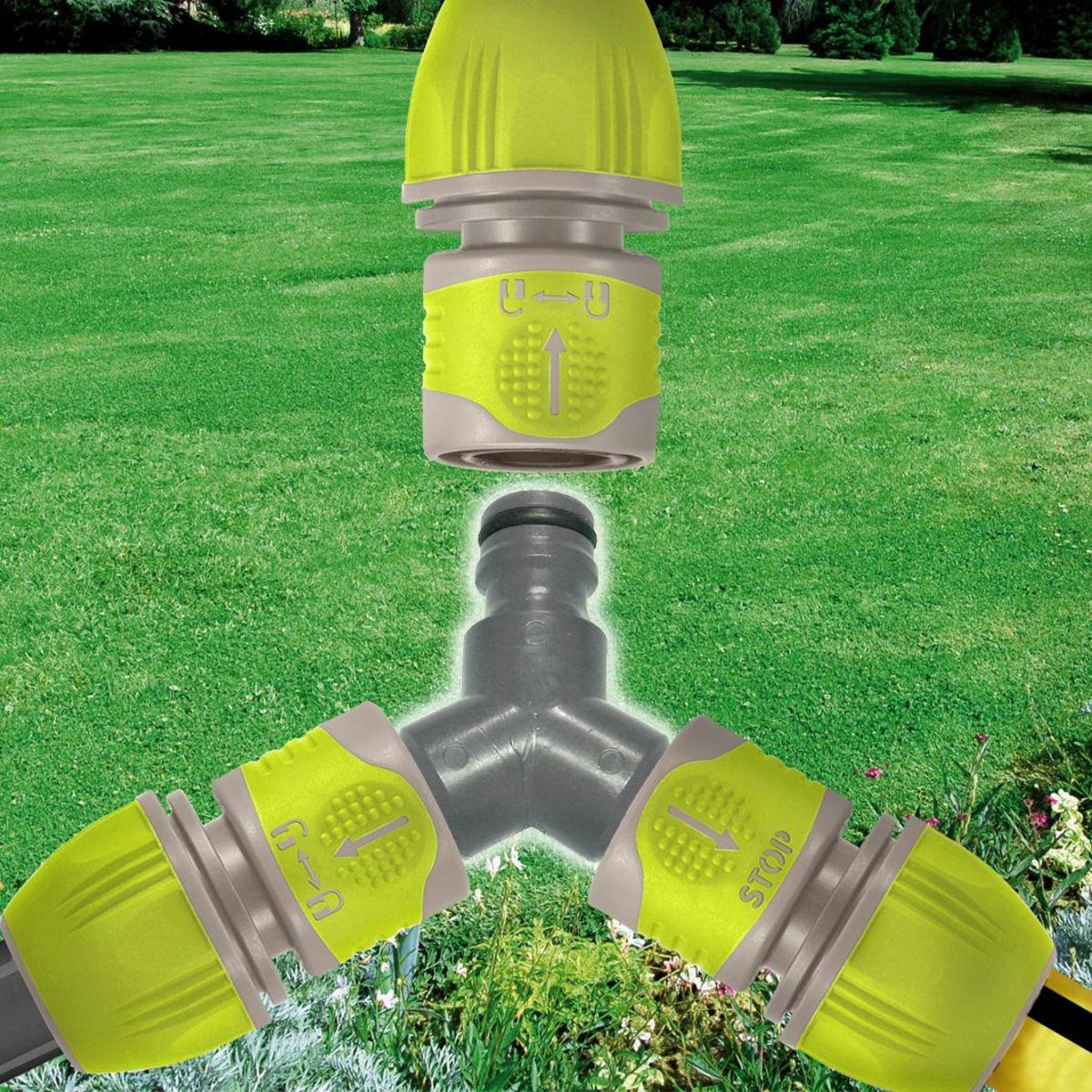 Jardibric Raccord de jonction Y automatique 3 sorties