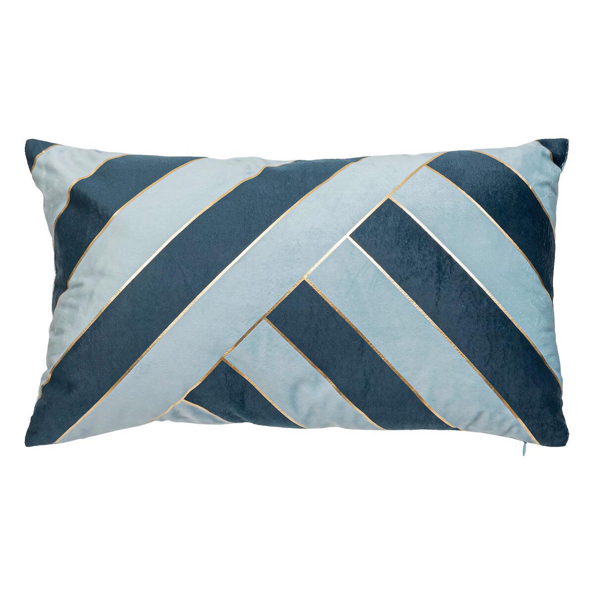Voir la diapositive 1 : ATMOSPHERA Coussin déco rayé en velours  nelya  30x50cm bleu