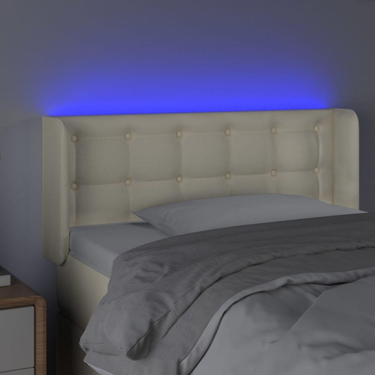VIDAXL Tete de lit a LED Creme 93x16x78/88 cm Similicuir