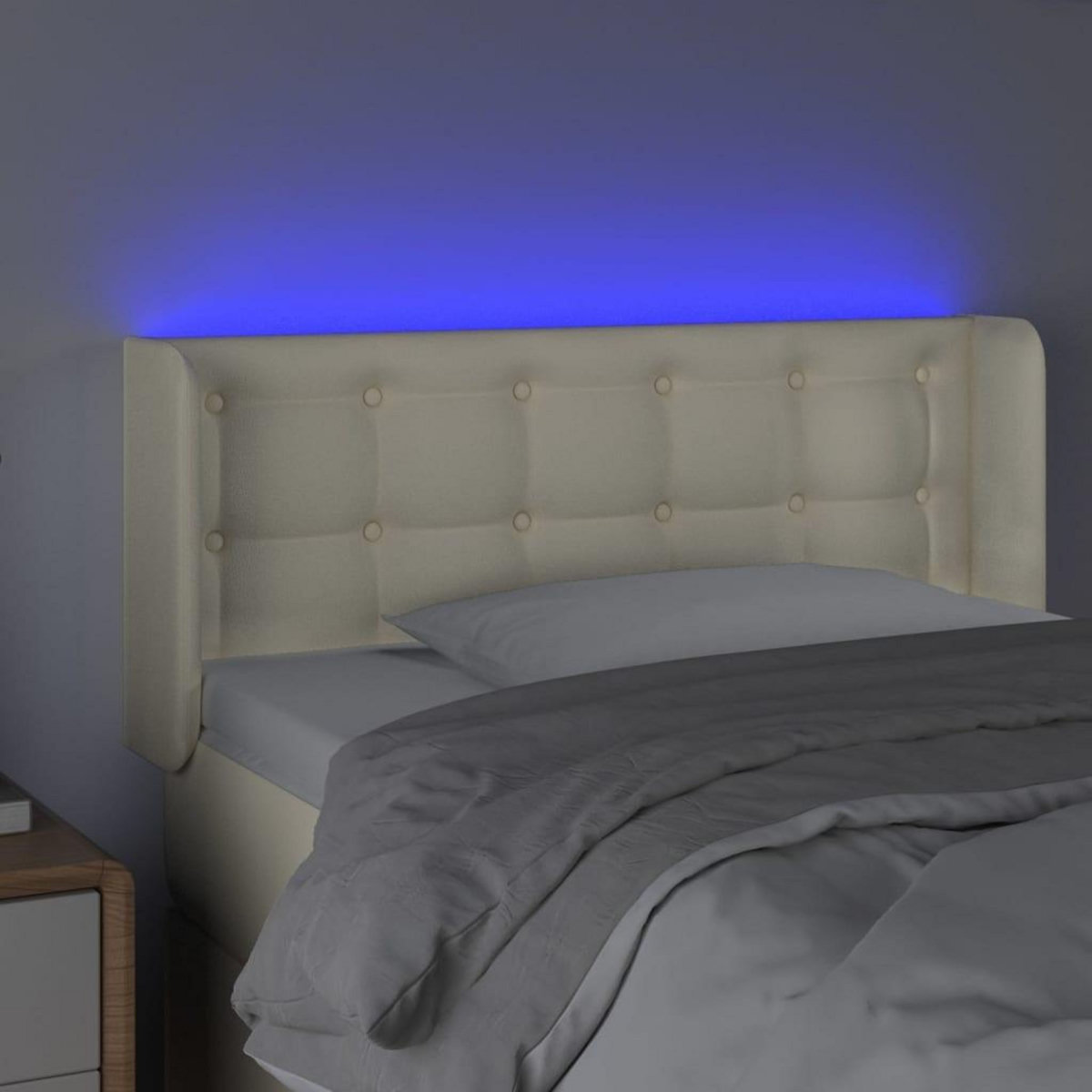 VIDAXL Tete de lit a LED Creme 93x16x78/88 cm Similicuir