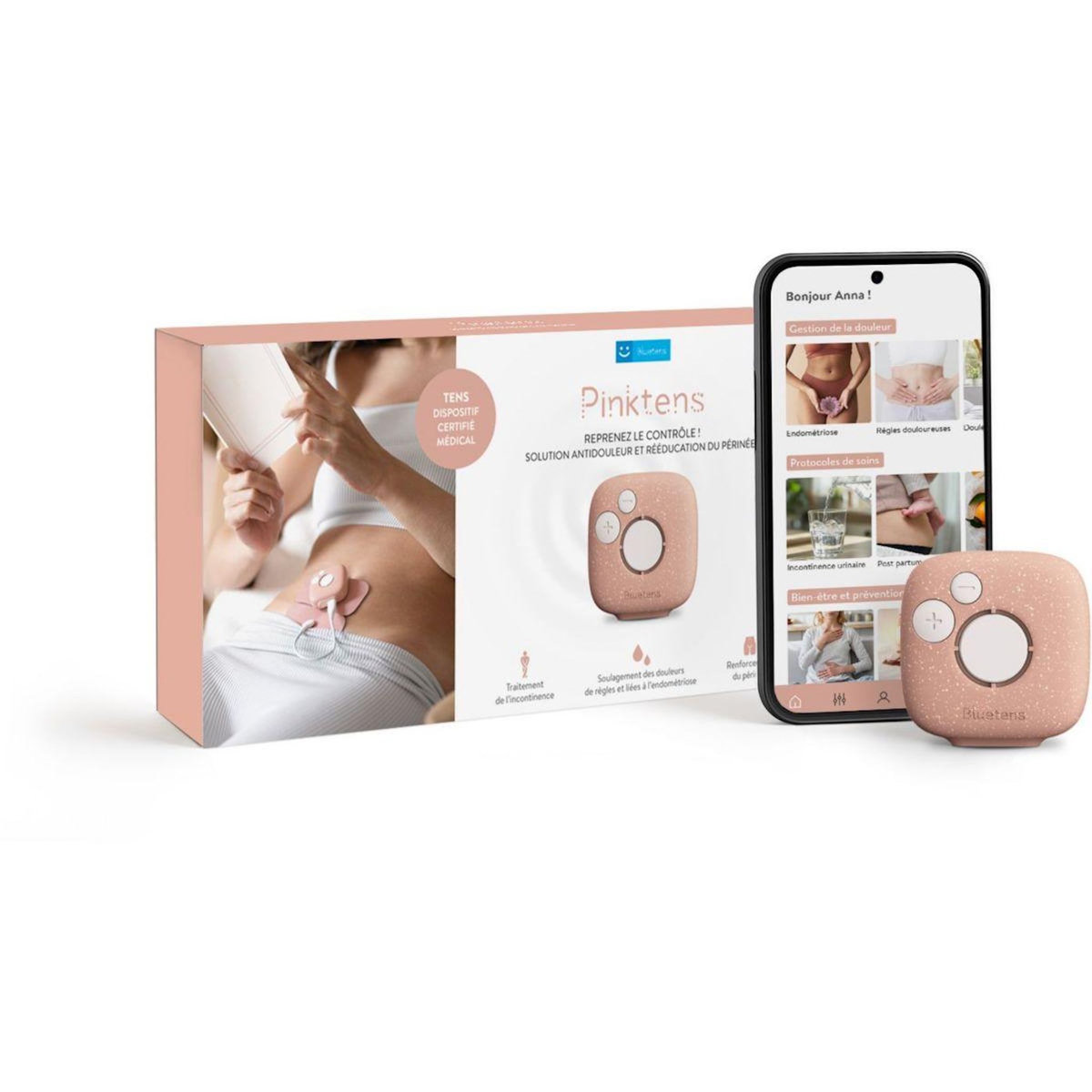 Bluetens Appareil électrostimulation Pinktens Electrostimulation et Kegel guidés