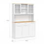 Voir la diapositive 5 : ID MARKET Buffet de cuisine vitré 120 cm VITO 5 portes + 1 tiroir blanc et plateau façon hêtre