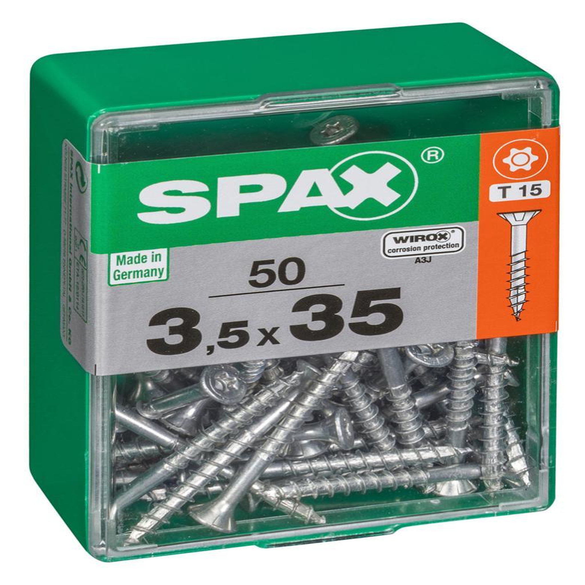 CENTRALE BRICO Lot de 50 vis acier tête autofraisée plate SPAX, Diam.3.5 mm x L.35 mm