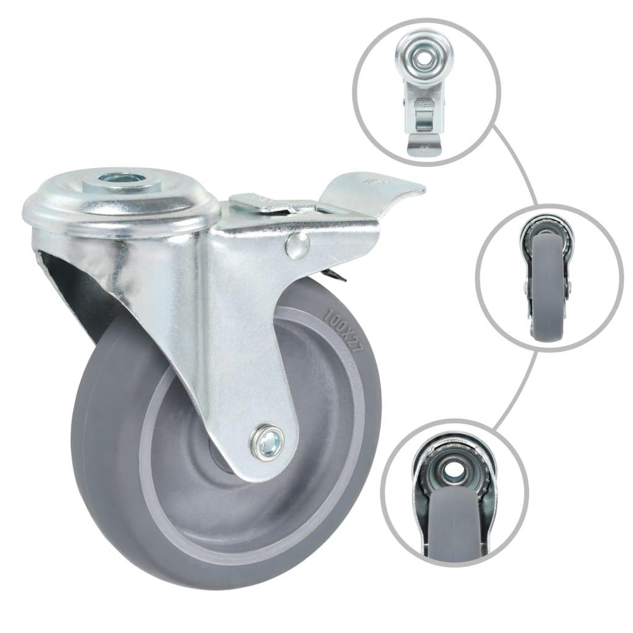 Voir la diapositive 2 : VIDAXL 32 pcs Roulettes pivotantes a trou de boulon 100 mm