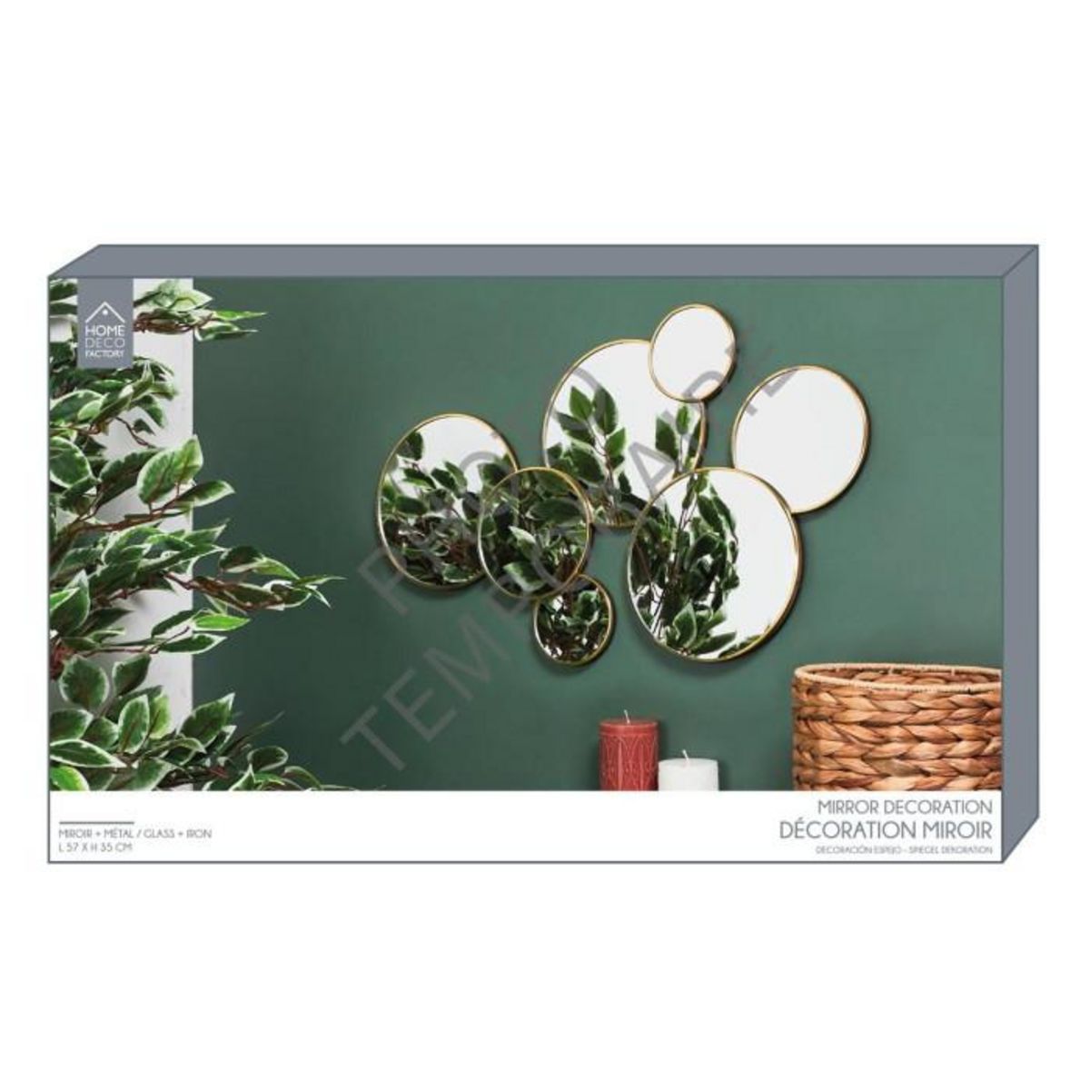 Paris Prix Lot de 6 Miroirs Muraux  Rond  57cm Or