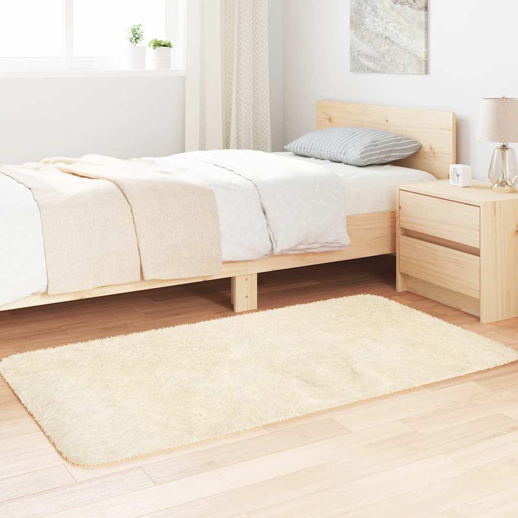 Voir la diapositive 3 : VIDAXL Tapis Shaggy a poils longs NAVARRA creme 80x150 cm polyester