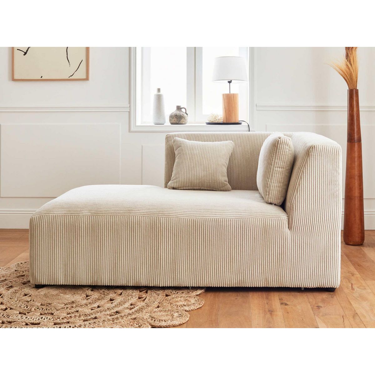 LISA DESIGN Victoire - canapé modulable panoramique d'angle droit - 7 places - en velours côtelé