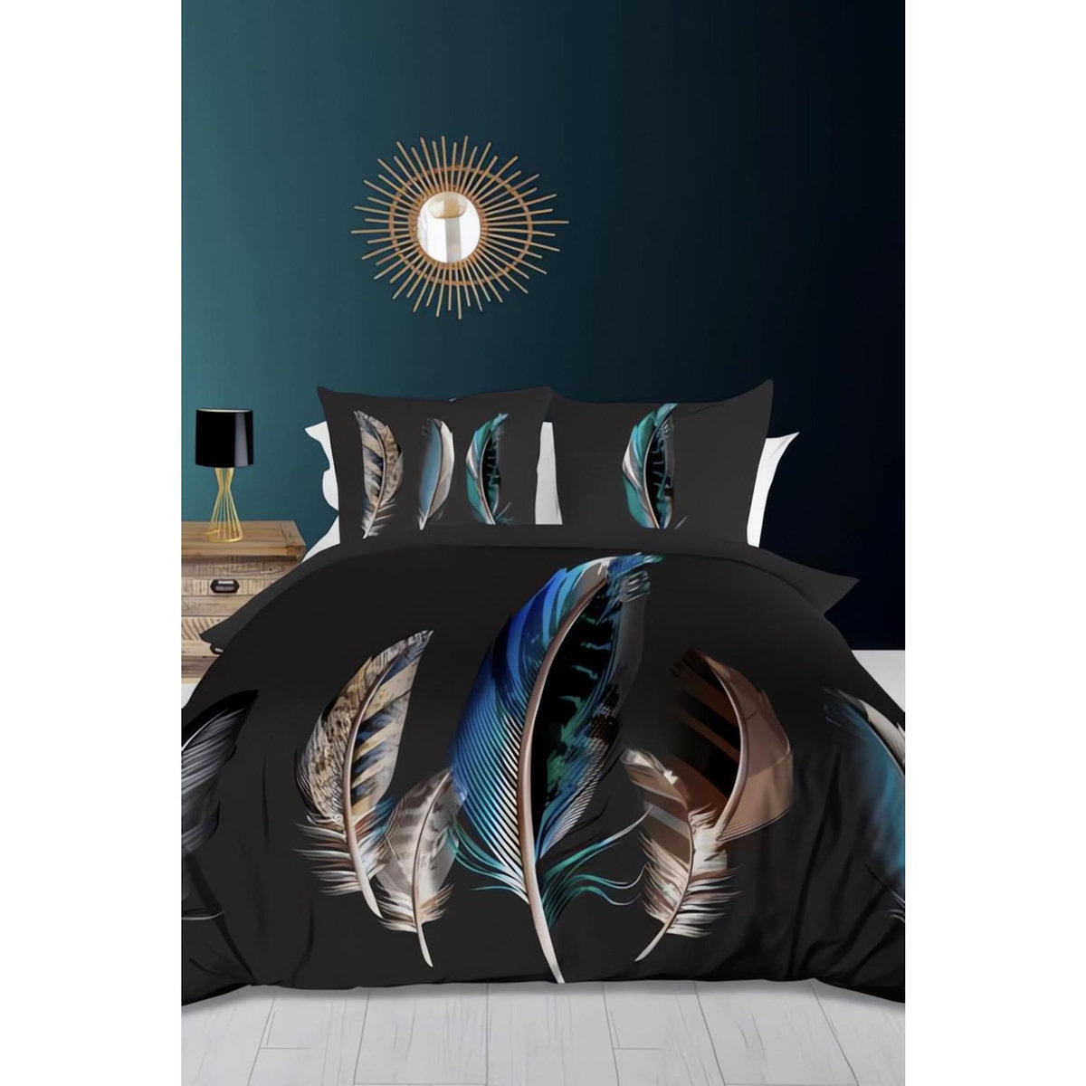 SOLEIL D'OCRE Parure housse de couette dessin placé 240X220 cm CARESSE, 100% coton 57 fils/cm2