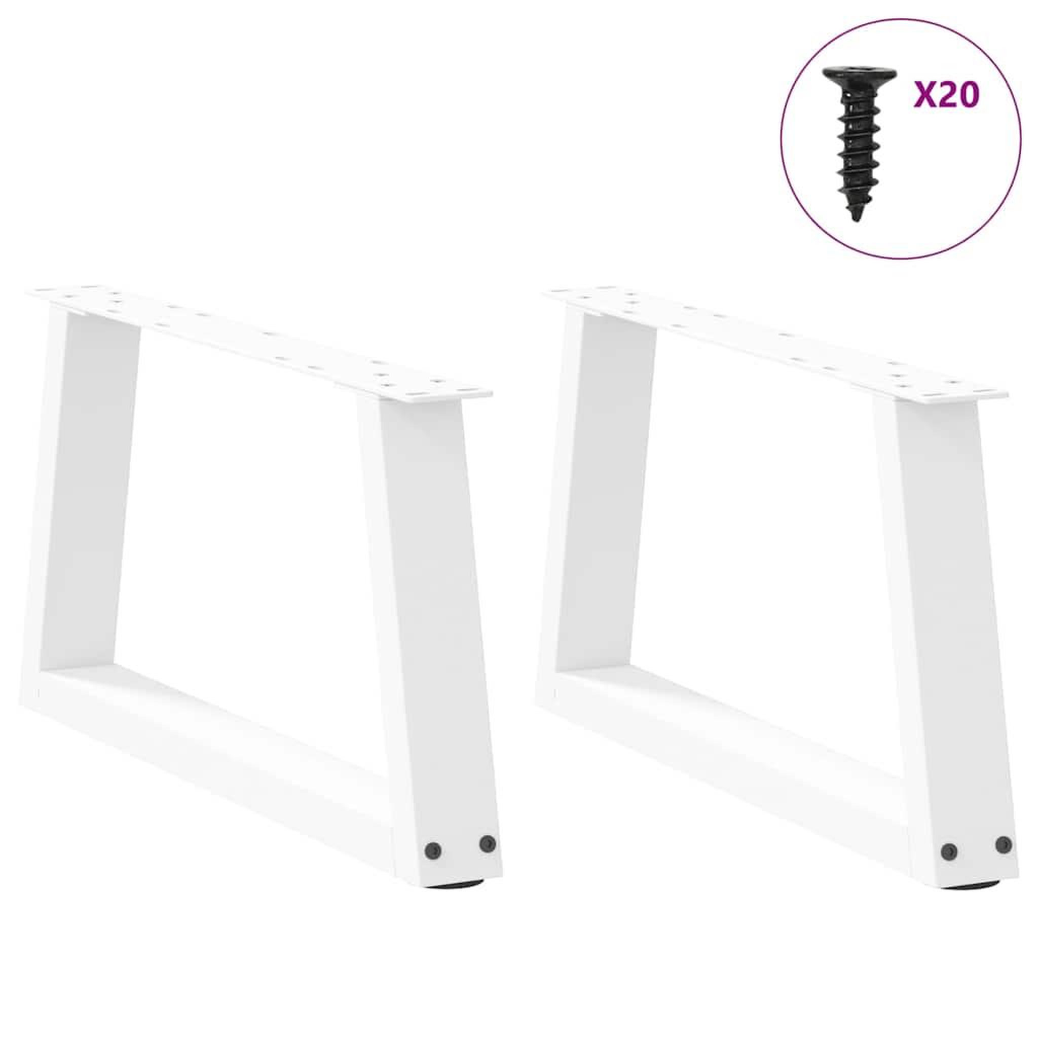 Voir la diapositive 3 : VIDAXL Pieds de table a manger forme V 2pcs blanc 50x(30-31,3)cm acier