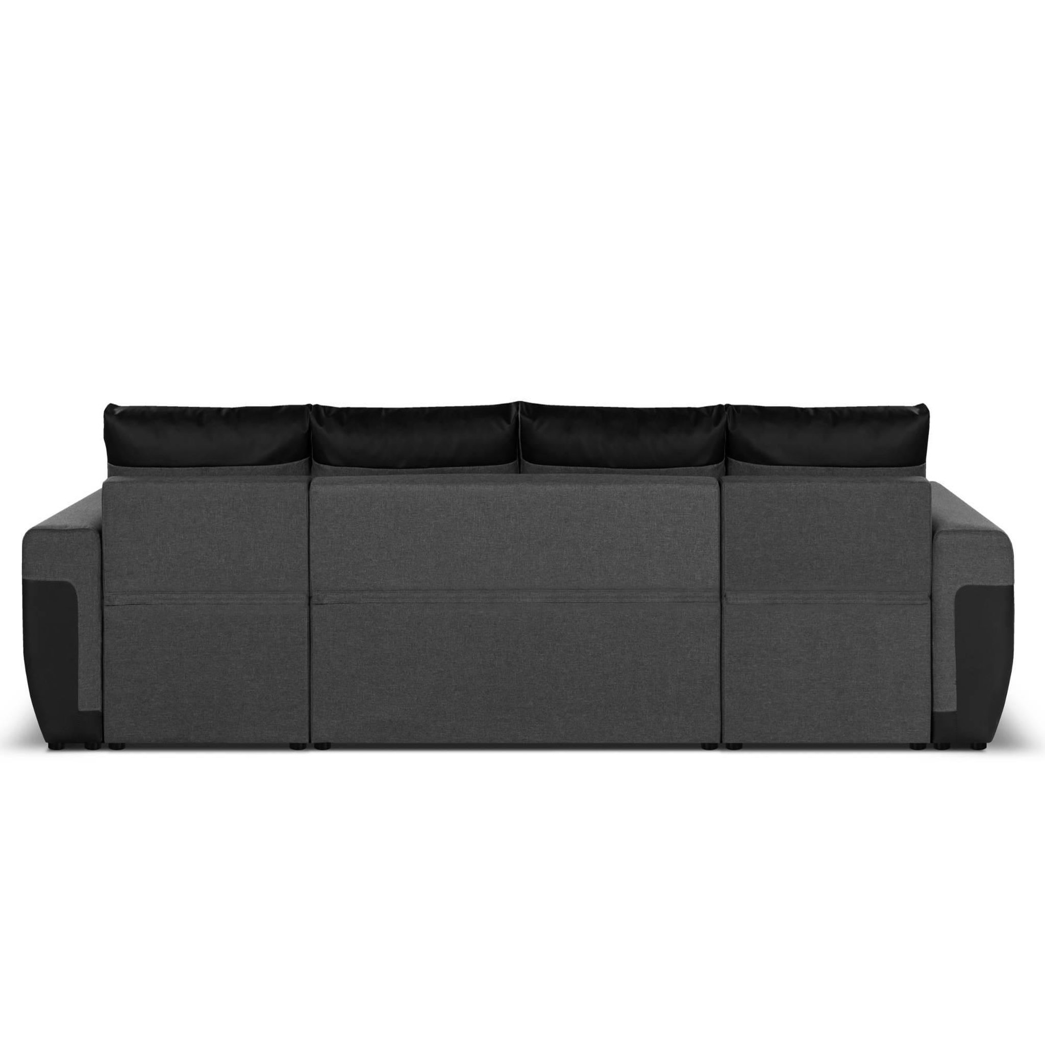 Voir la diapositive 5 : BEST MOBILIER Milan - canapé d'angle panoramique - convertible - 7 places - 2 coffres de rangement