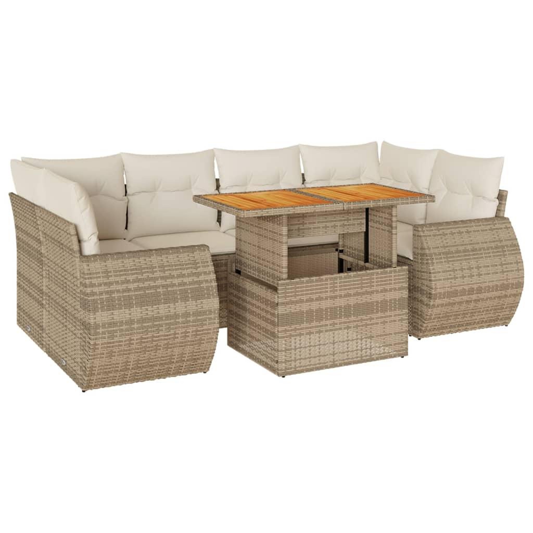 Voir la diapositive 2 : VIDAXL Salon de jardin avec coussins 7 pcs beige resine tressee