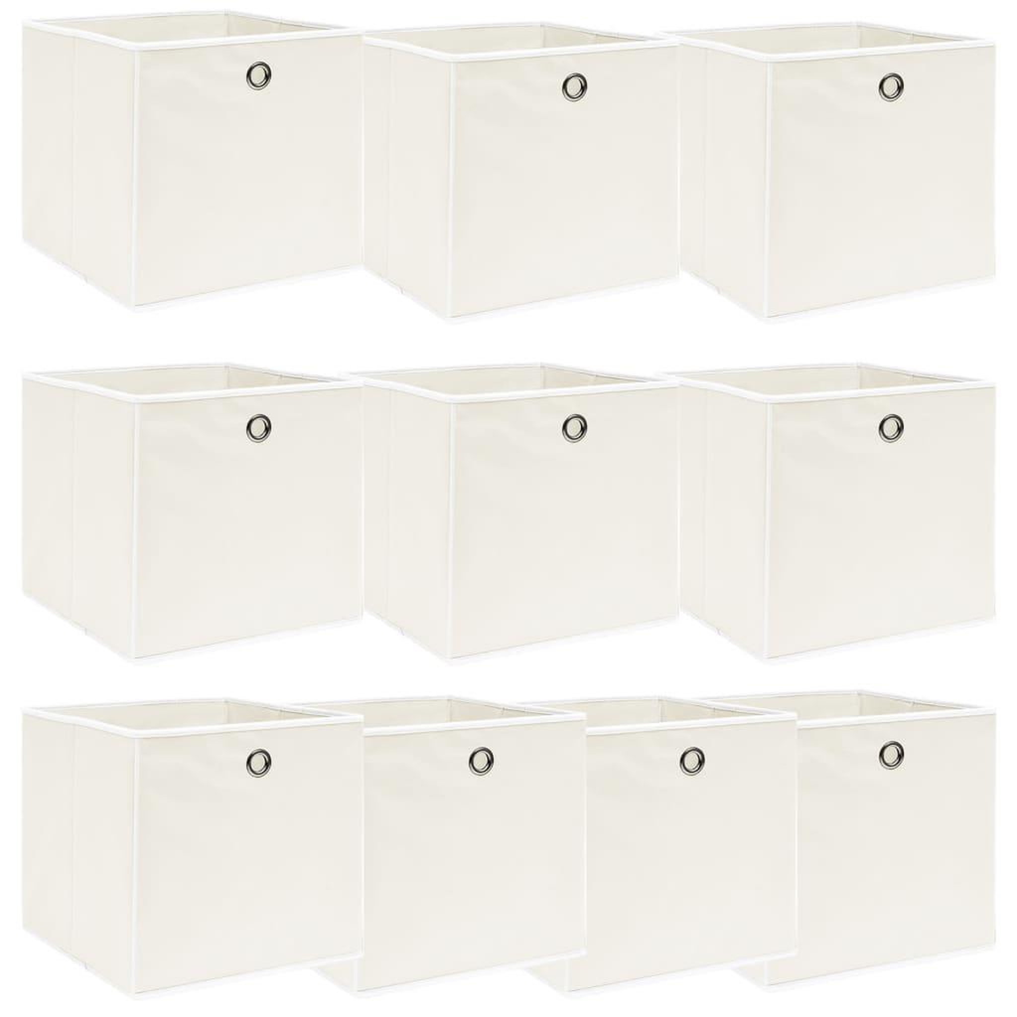 Voir la diapositive 1 : VIDAXL Boîtes de rangement 10 pcs Blanc 32x32x32 cm Tissu
